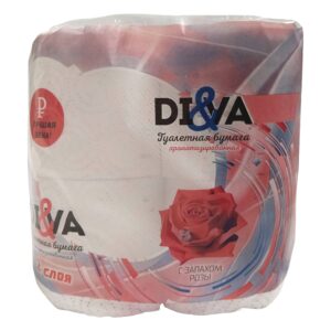 Туалетная бумага  2 слойная "DI&VA" с запахом розы (4 рулона)